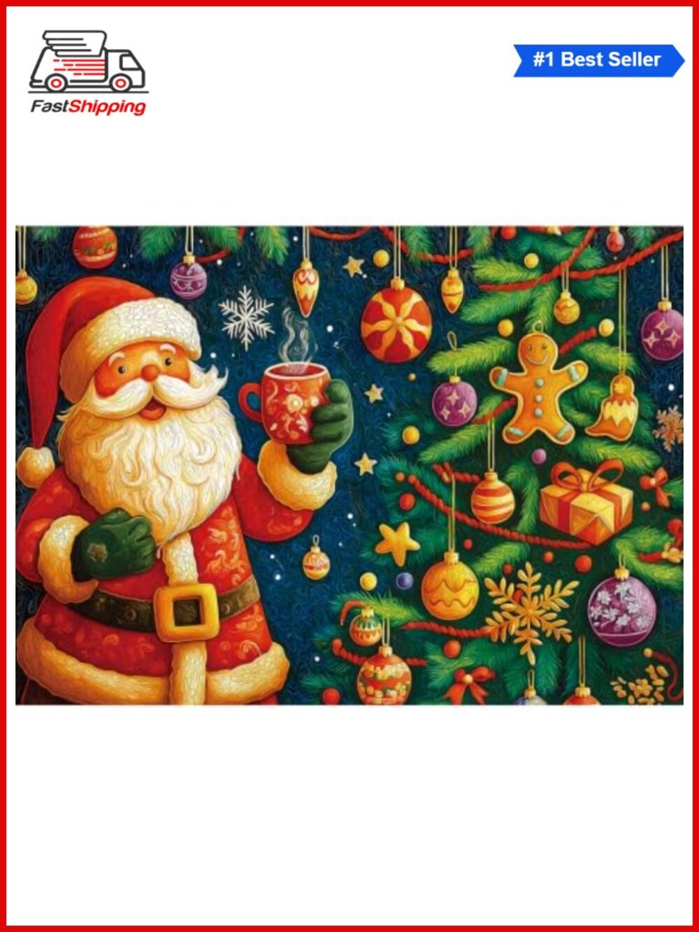 🎅 1000 Piece Christmas Santa Claus Jigsaw Puzzle for Adults w Poster